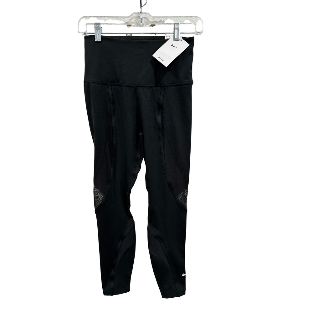 Nike Dri-FIT One Womens High Rise 7/8 Mesh Training Leggings Black‎ S